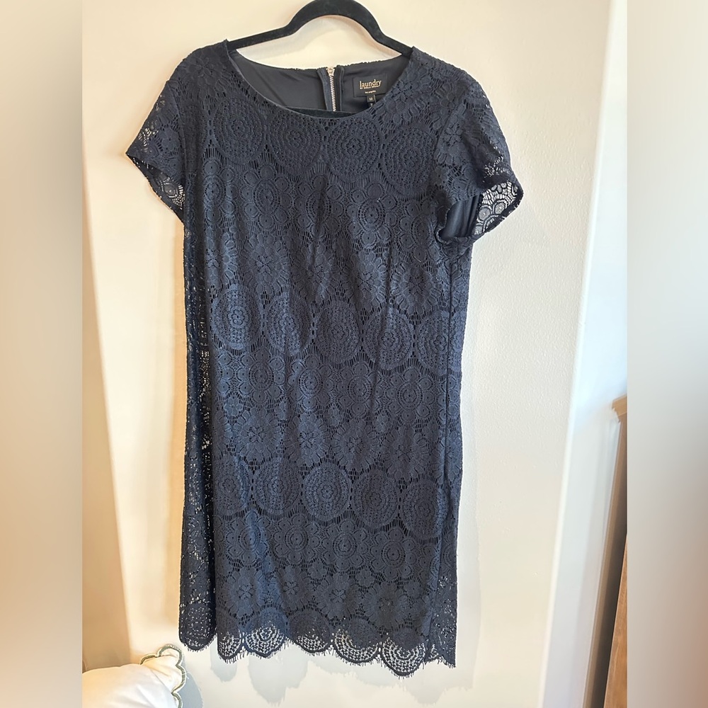 LAUNDRY By Shelli Segal size 12 Black Lace Mini Dress NEW $148